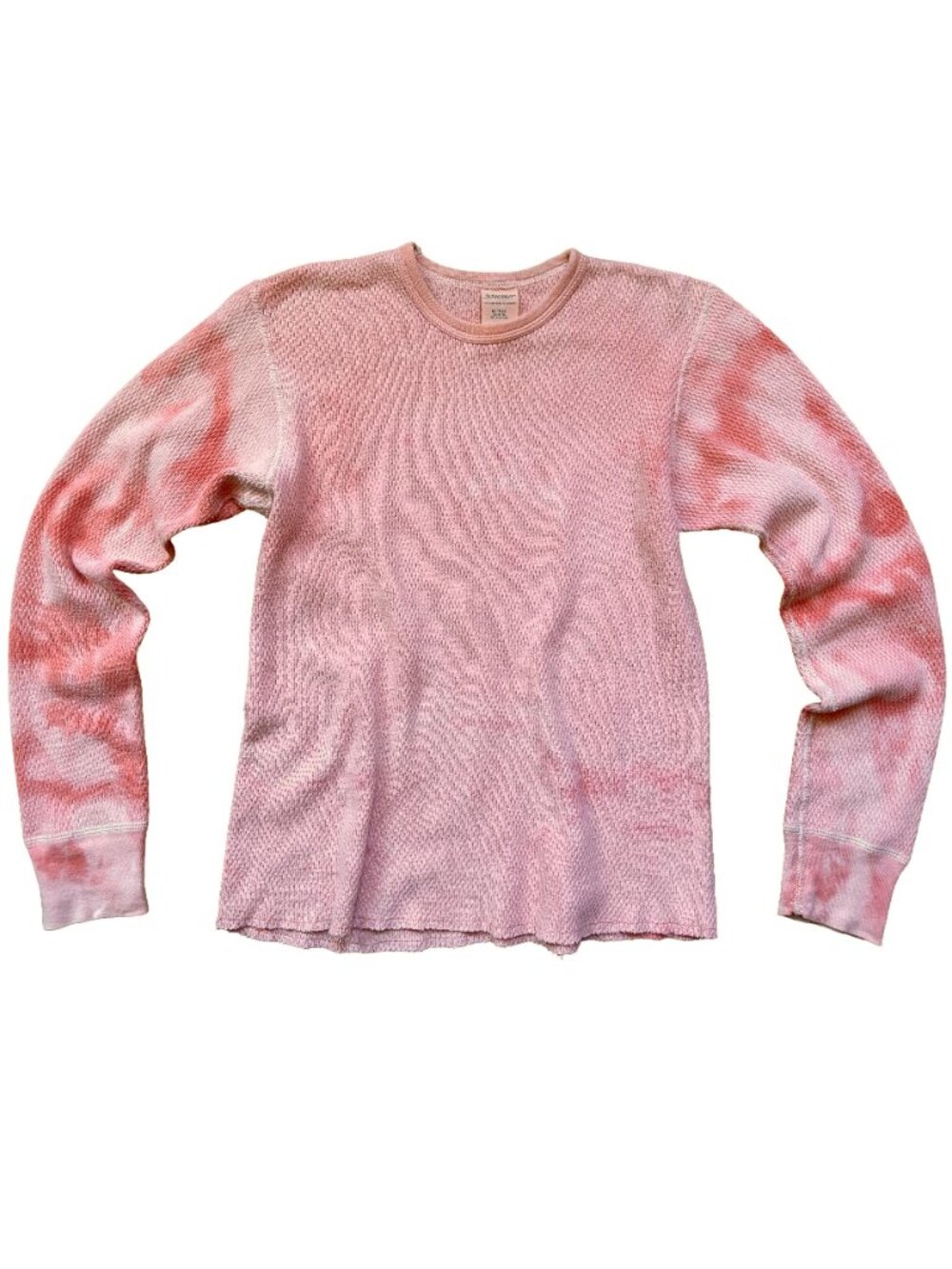 VINTAGE PINK TIE DYE WAFFLE TEE LONG SLEEVE SHIRT MEDIUM